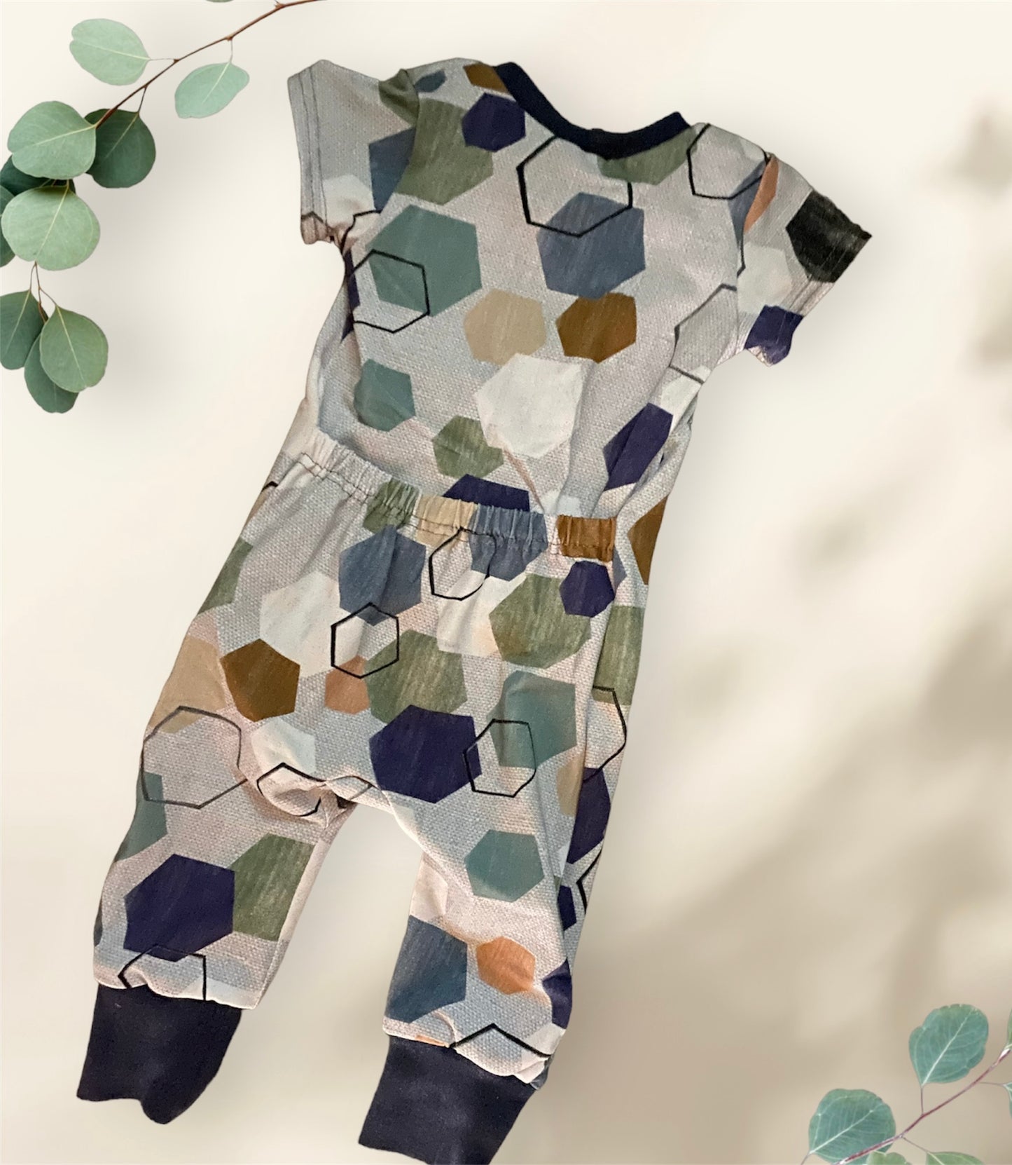 Hexagon Envelope Back Play Romper (3M, 12M)