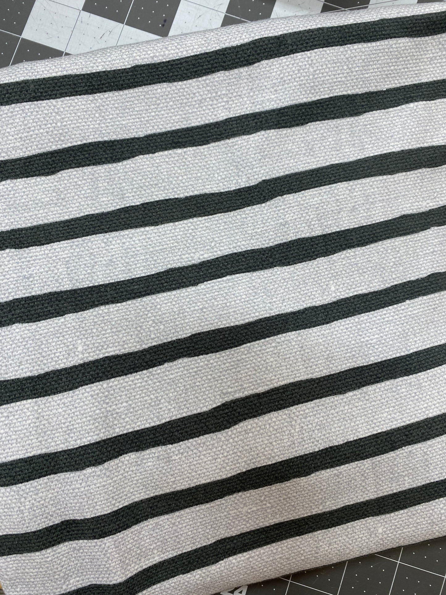Charcoal and Cadet Burlap Stripes  - Organic Cotton Spandex