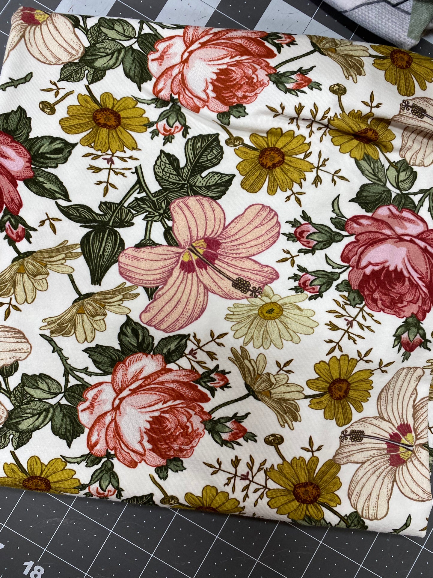Vintage Farmhouse Floral - Cotton Spandex